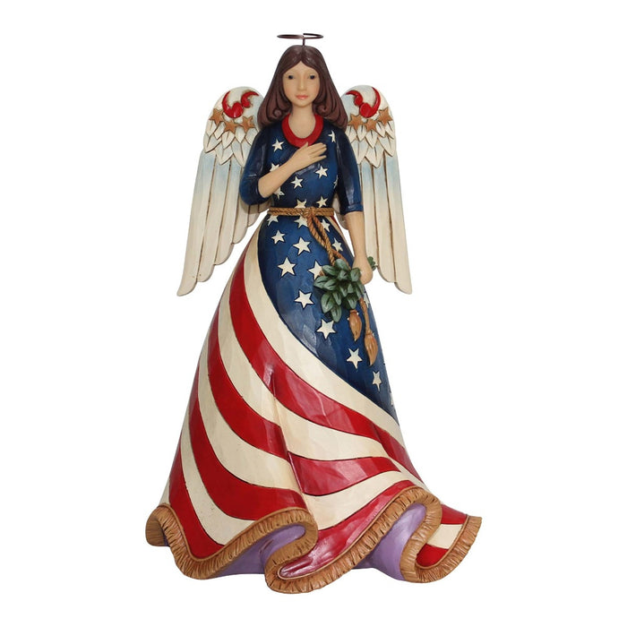 Jim Shore Patriotic Angel w/ Flag Dress Figurine - Large