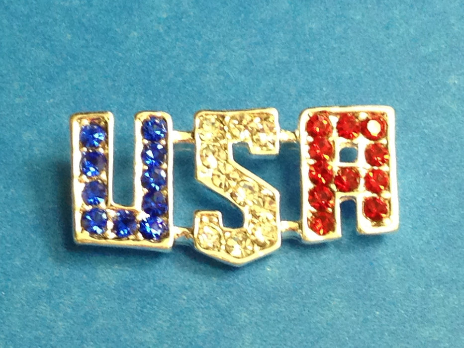 Rhinestone USA (Letters) Pin