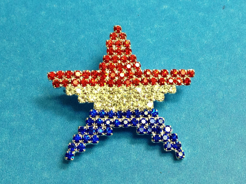 Rhinestone Red White and Blue Star Pin
