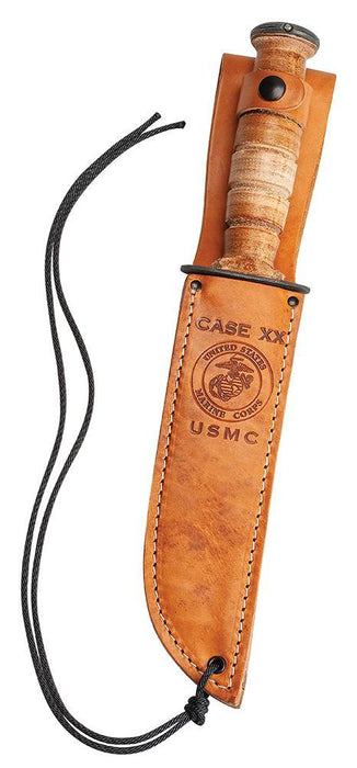 Case Grooved Leather USMC Knife with Leather Sheath 00334