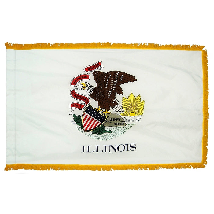 Illinois State Flag With Pole Hem & Fringe