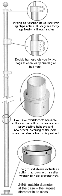 Flagpole - Telescoping - Aluminum - 20'