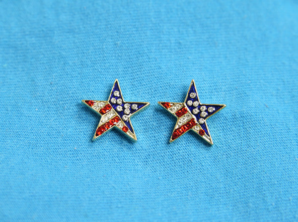 Rhinestone Star USA Earrings