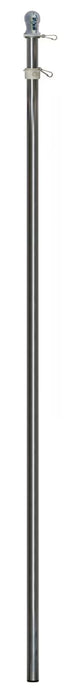 A silver aluminum flagpole with a ball finial on top, approximately 6 feet in height, displayed against a white background.