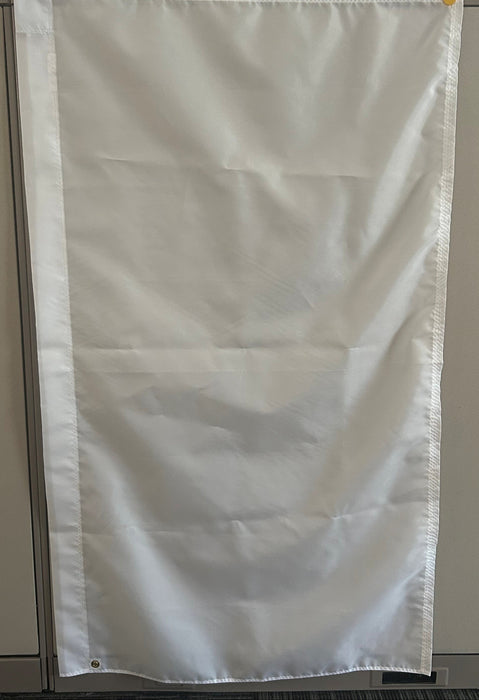 5'x3' White Solid Color flag - Finished with pole sleeve to fit 1" pole and closed top