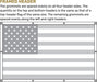 A technical product diagram showing a framed American flag header with explanatory text above. The diagram includes a gray flag field with white stars and alternating light gray and white stripes, plus a black border with grommet symbols.