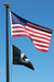 Solar powered flagpole light in use on a flagpole