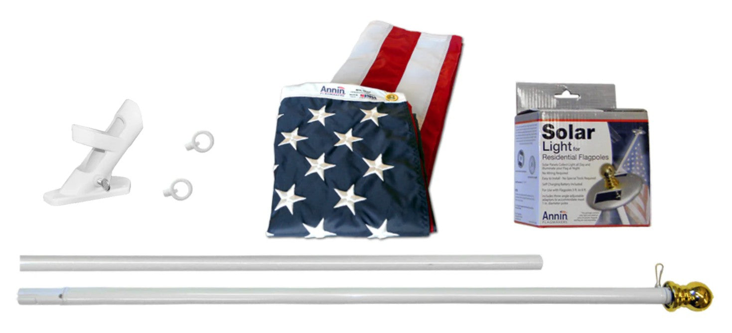 Spinning Flagpole USA Kit WITH Solar Light - Annin Brand