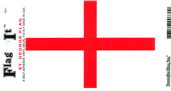 A white flag featuring a bold red St. George's Cross, as a decal.