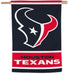 Houston Texans vertical banner flag featuring the team logo and 'HOUSTON TEXANS' text, hanging from a wooden dowel against a white background.