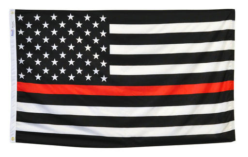 American flag with a thin red line on a white background