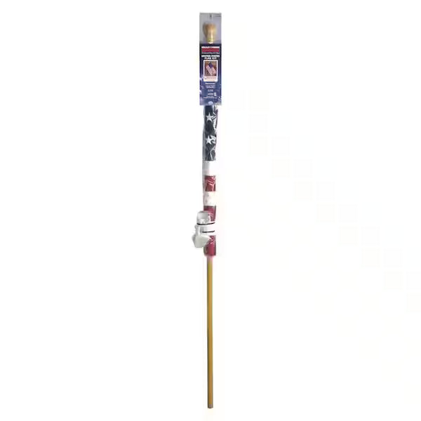 Flagpole with packaging on a white background