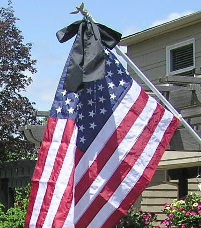 Nylon Black Mourning Ribbon for half-staff display on short staff or ...