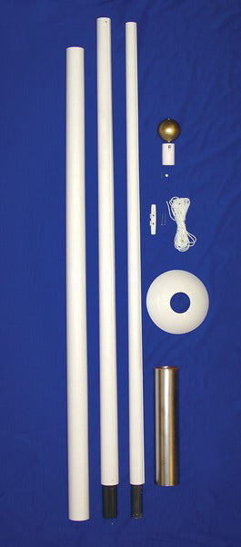 Flagpole - 20' Sectional White Fiberglass