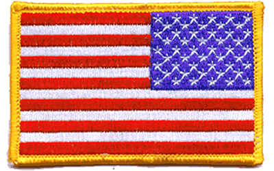 United States Flag Patch Gold Border Reversed