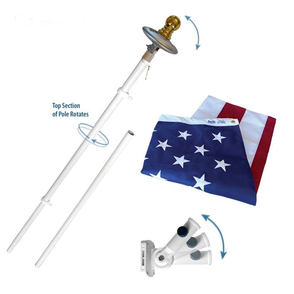 Spinning Flagpole USA Kit WITH Solar Light - Annin Brand