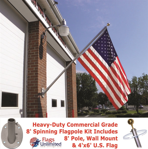 Spinning Flagpole USA Kit -8ft Heavy-Duty