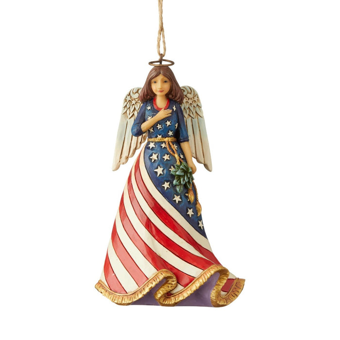 Jim Shore Patriotic Angel w/Flag Dress Ornament