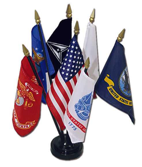 7 Flag Armed Forces Set With Base
