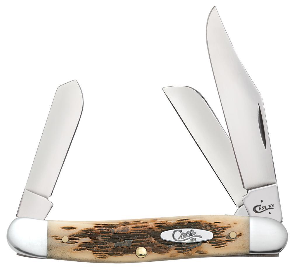 Case Amber Bone Peach Seed Jig Stockman — Flags Unlimited