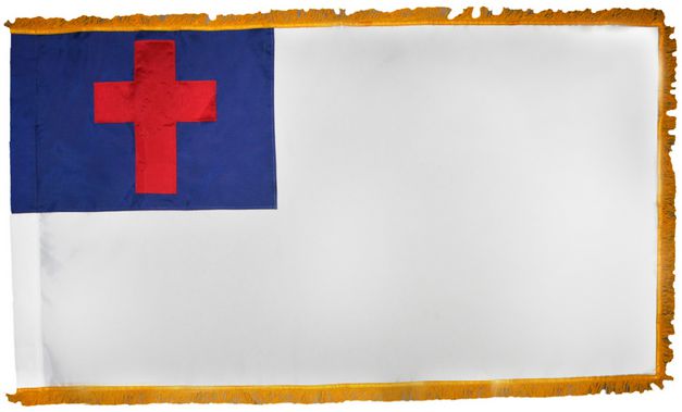 Christian Flag With Gold Fringe