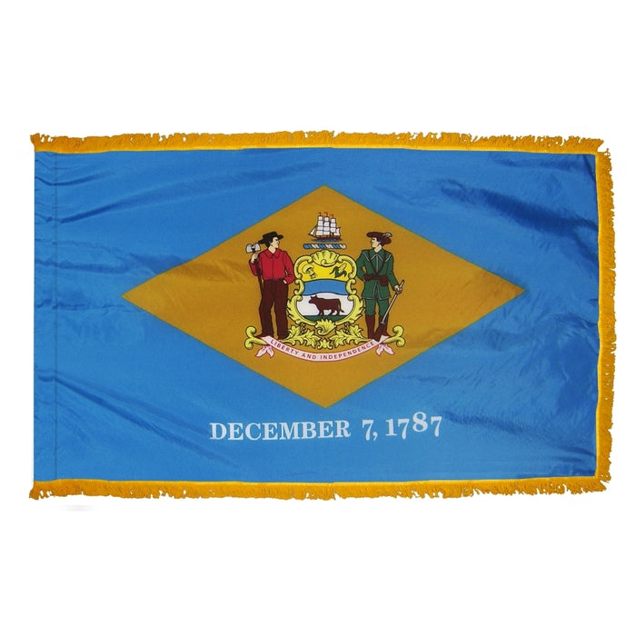 Delaware State Flag With Pole Hem & Fringe