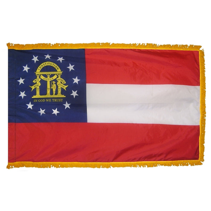 Georgia State Flag With Pole Hem & Fringe