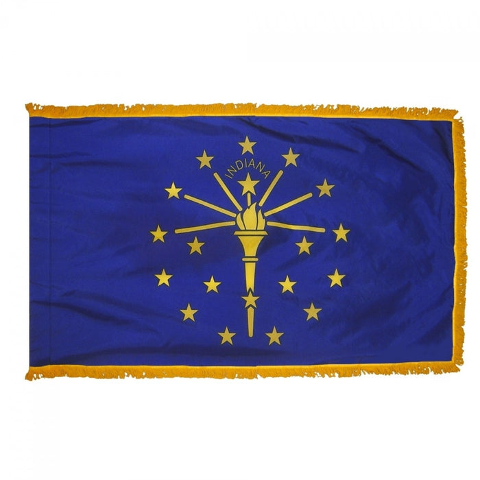 Indiana State Flag With Pole Hem & Fringe