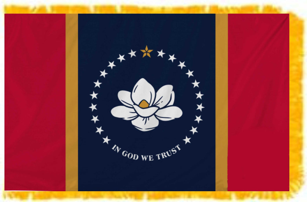 Mississippi State Flag With Pole Hem & Fringe