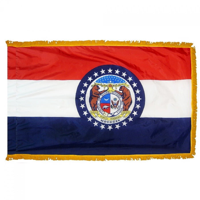 Missouri State Flag With Pole Hem & Fringe