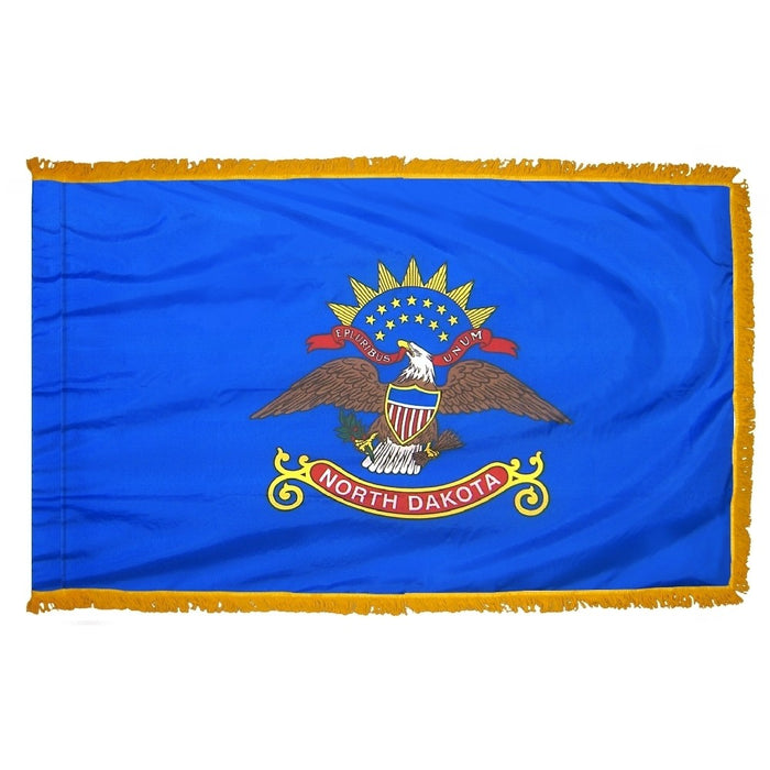 North Dakota State Flag With Pole Hem & Fringe