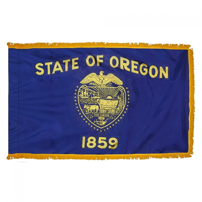 Oregon State Flag With Pole Hem & Fringe
