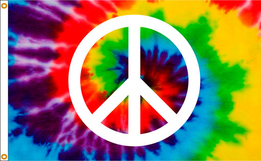 Peace Sign Flag With Tie Dye Background
