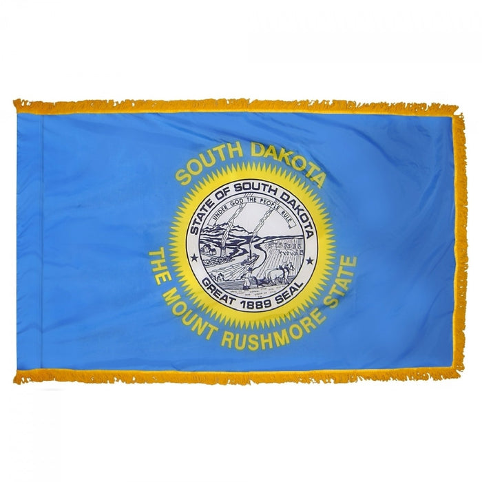 South Dakota State Flag With Pole Hem & Fringe