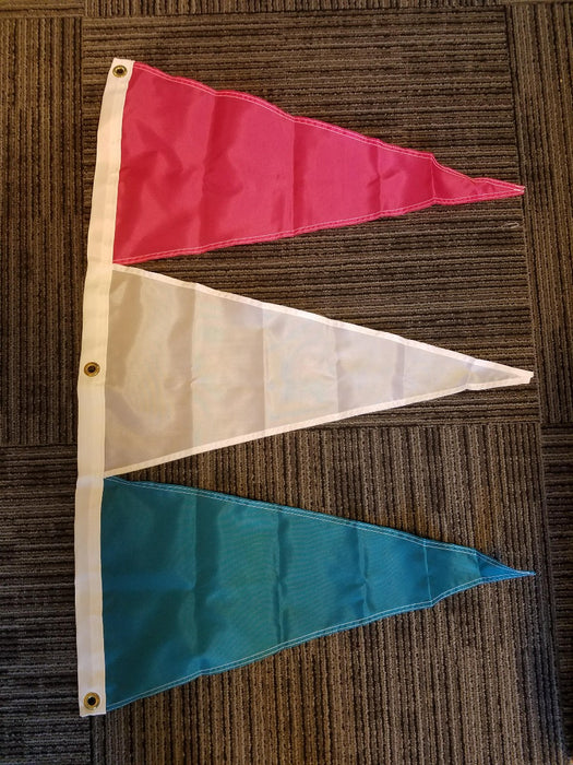 Tri-Pennant Nylon Flag - 3'x2' - Magenta/White/Turquoise