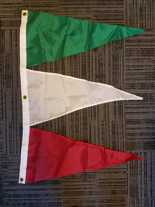 Tri-Pennant Nylon Flag - 3'x2' - Green/White/Red