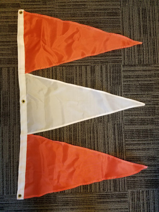 Tri-Pennant Nylon Flag - 3'x2' - Orange/White/Orange