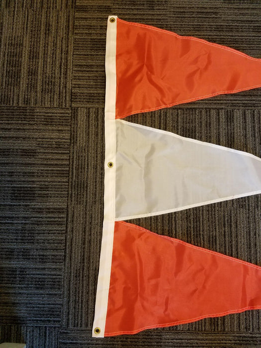 Tri-Pennant Nylon Flag - 3'x2' - Orange/White/Orange