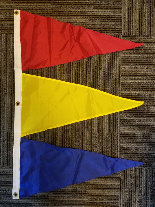Tri-Pennant Nylon Flag - 3'x2' - Canada Red/FM Yellow/Deep Blue