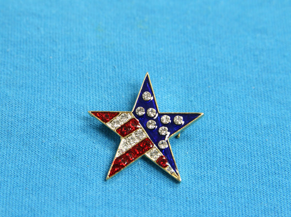 Rhinestone Star USA Pin
