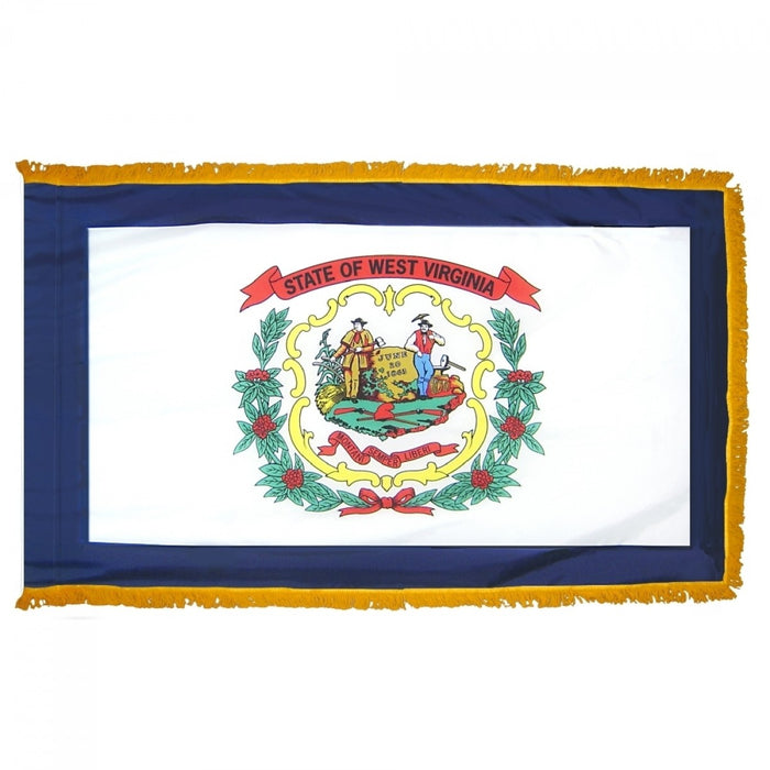 West Virginia State Flag With Pole Hem & Fringe