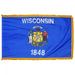 Wisconsin State Flag With Pole Hem & Fringe