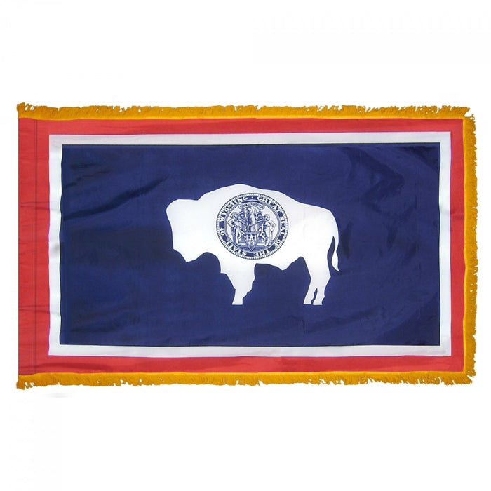 Wyoming State Flag With Pole Hem & Fringe